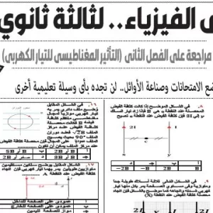 مراجعة فيزياء – للصف الثالث الثانوى – 13 فبراير 2026