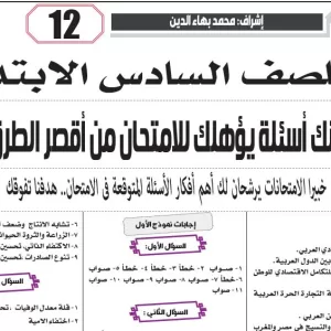 مراجعة الدراسات الاجتماعية – للصف السادس الابتدائى – 24 مارس 2026