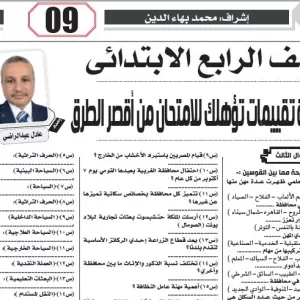 مراجعة الدراسات الاجتماعية  – للصف الرابع الابتدائى  –  3 مايو  2026